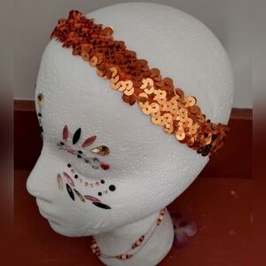 Orange Sequins Stretch Headband